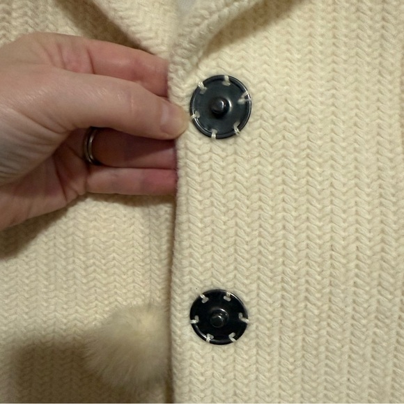 Cara Lotti Cream Angora Wool Knit Cropped Jacket Sizee Medium Made in France - Picture 8 of 11